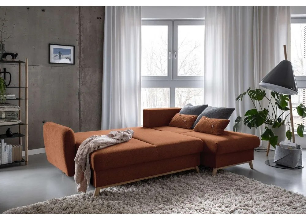 Scandic Lagom tégla-narancssárga kinyitható sarokkanapé, jobb oldali - Miuform