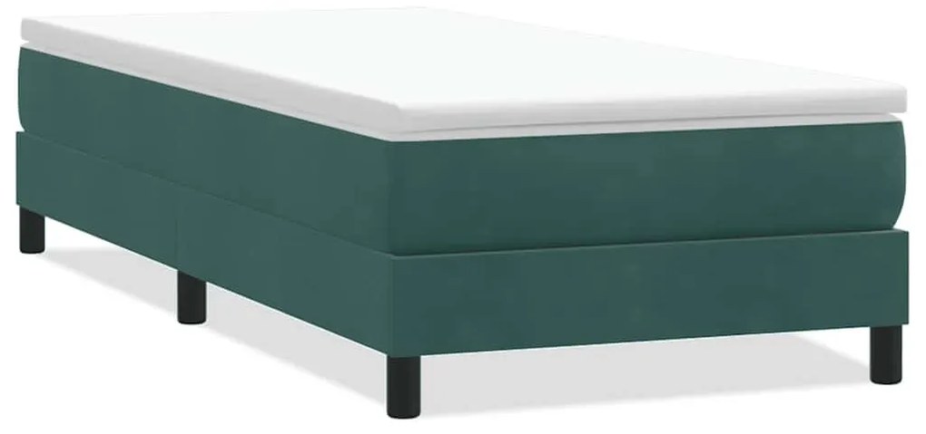 sötétzöld bársony rugós ágy matrac nélkül 80x220 cm