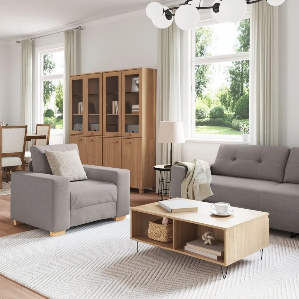 3 részes kanapé szett párnákkal, taupe anyaggal