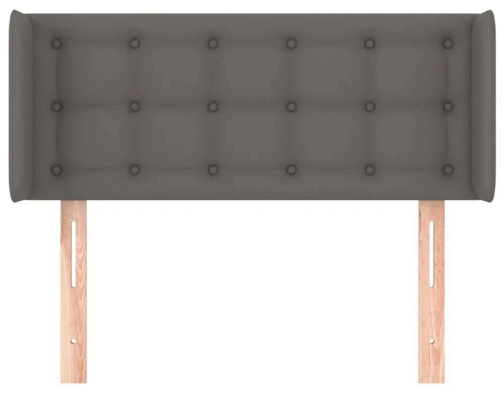 szürke műbőr szárnyas fejtámla 83x16x78/88 cm
