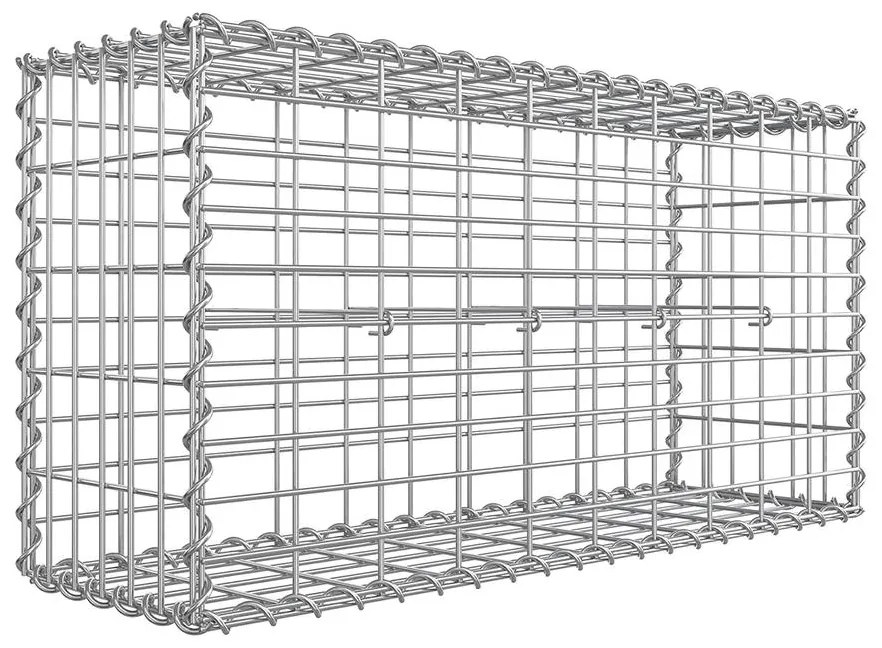 Gabion kosár, horganyzott fém gabion kőkosár, 100×50×30 cm, 5×10 cm-es hálóval