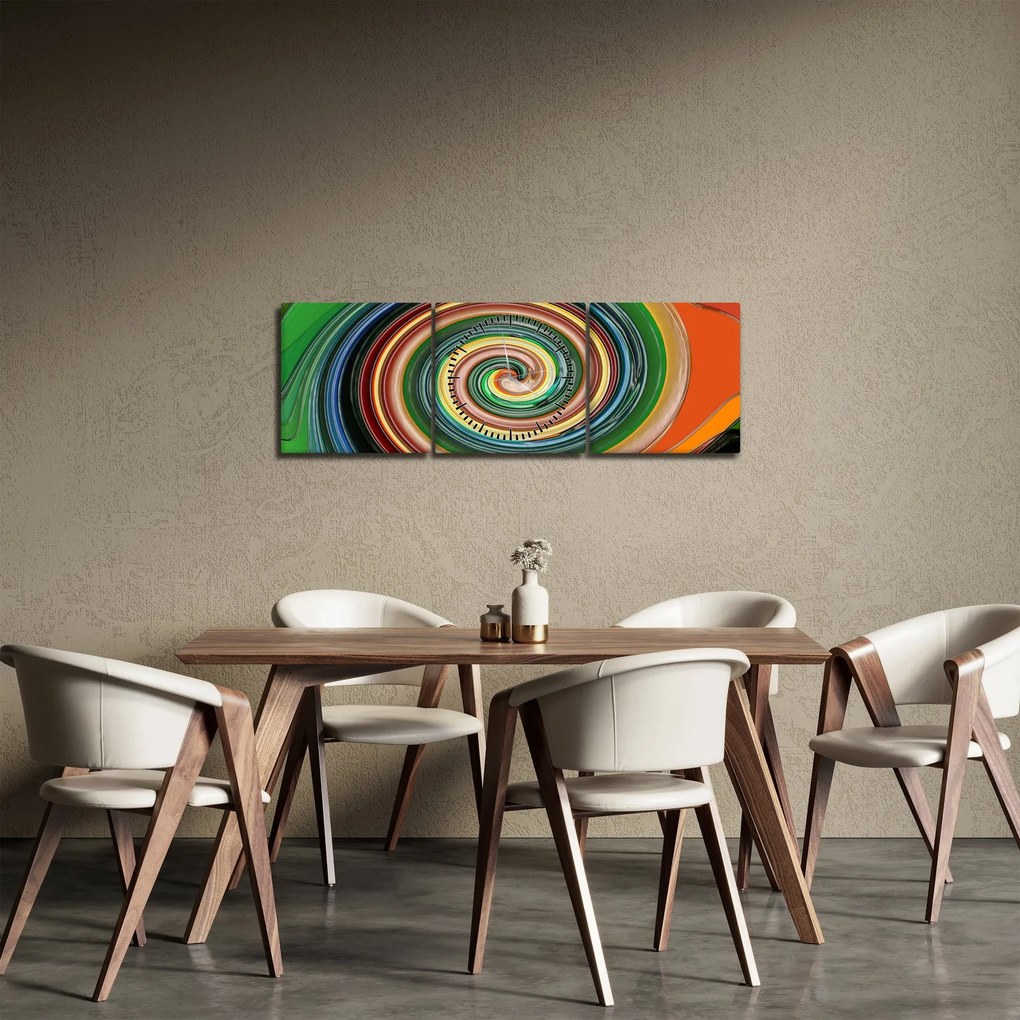 Absztrakt kép - színes spirál (órával) (90x30 cm)