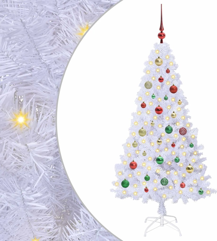 vidaXL Mű karácsonyfa 150 LED-del állvánnyal Fehér 150 cm PVC és Acél