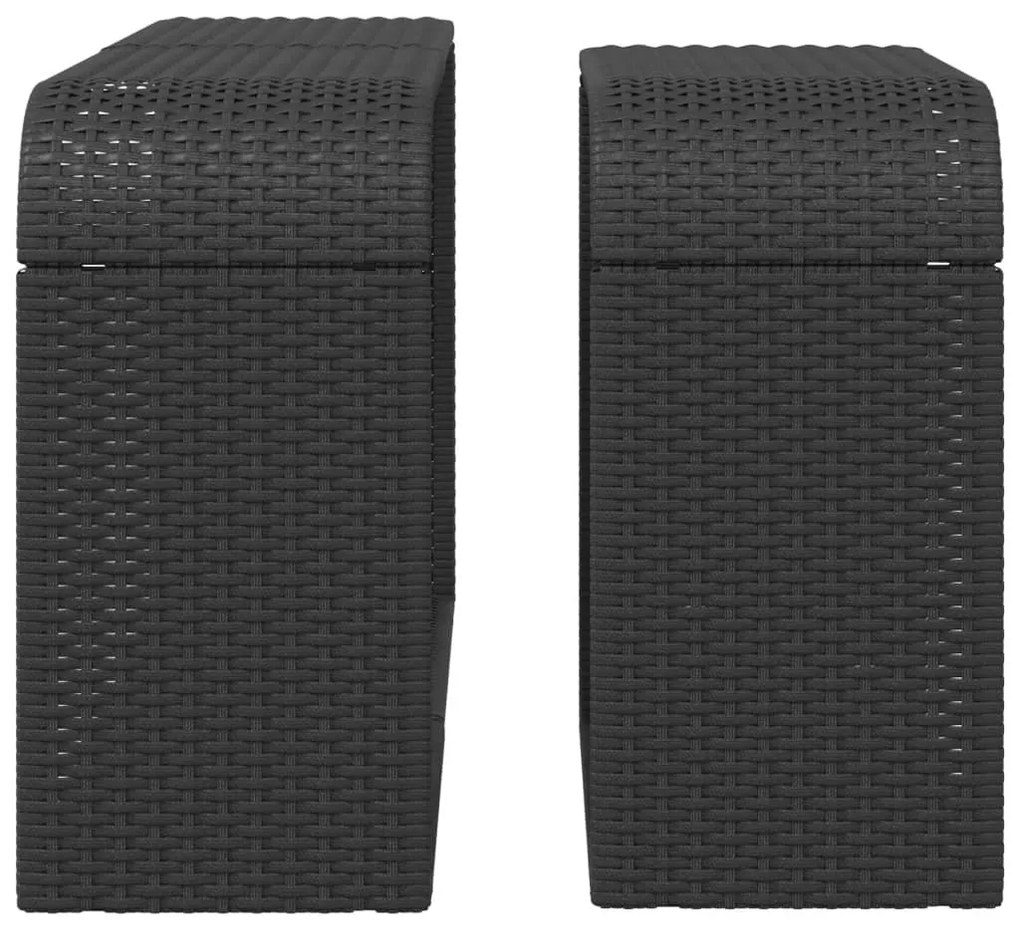 2 db fekete polyrattan tárolópolc