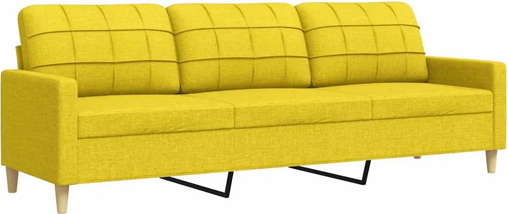 vidaXL 3 személyes világossárga szövet kanapé 210 cm