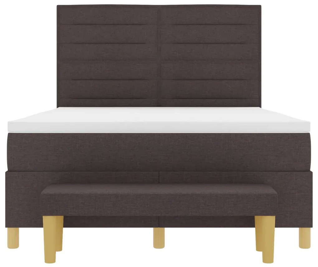 vidaXL Box Spring Ágy Matraccal és Pad Sötétbarna 140x200 cm Szövet