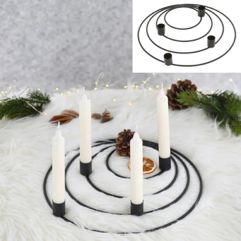 Adventi fém gyertyatartó WREATH fekete