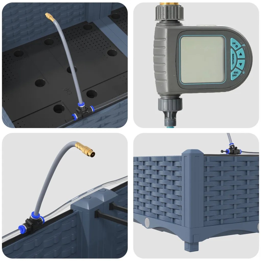 Kerti ültetők Szürke 160 x 40 x 22 cm Acél