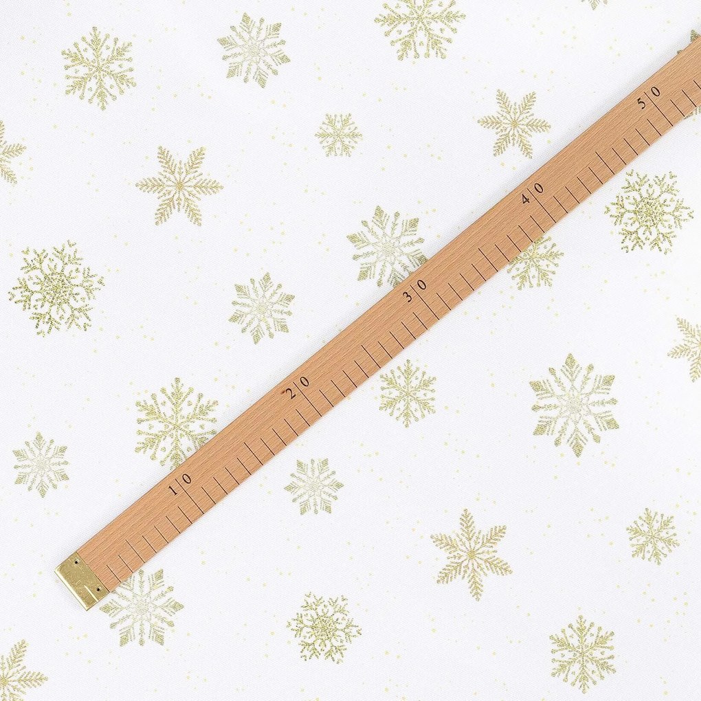 Goldea teflon szövet terítőknek - arany hópelyhek 160 cm