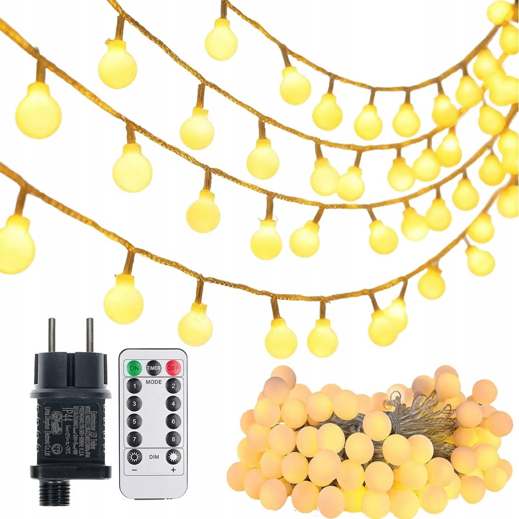 Karácsonyfa Fényfüzér Led Golyók Távirányítóval A Csomagban 8 Üzemmód