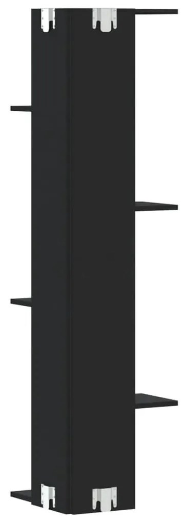 fekete szerelt fa fali sarokpolc 36,5 x 36,5 x 140 cm