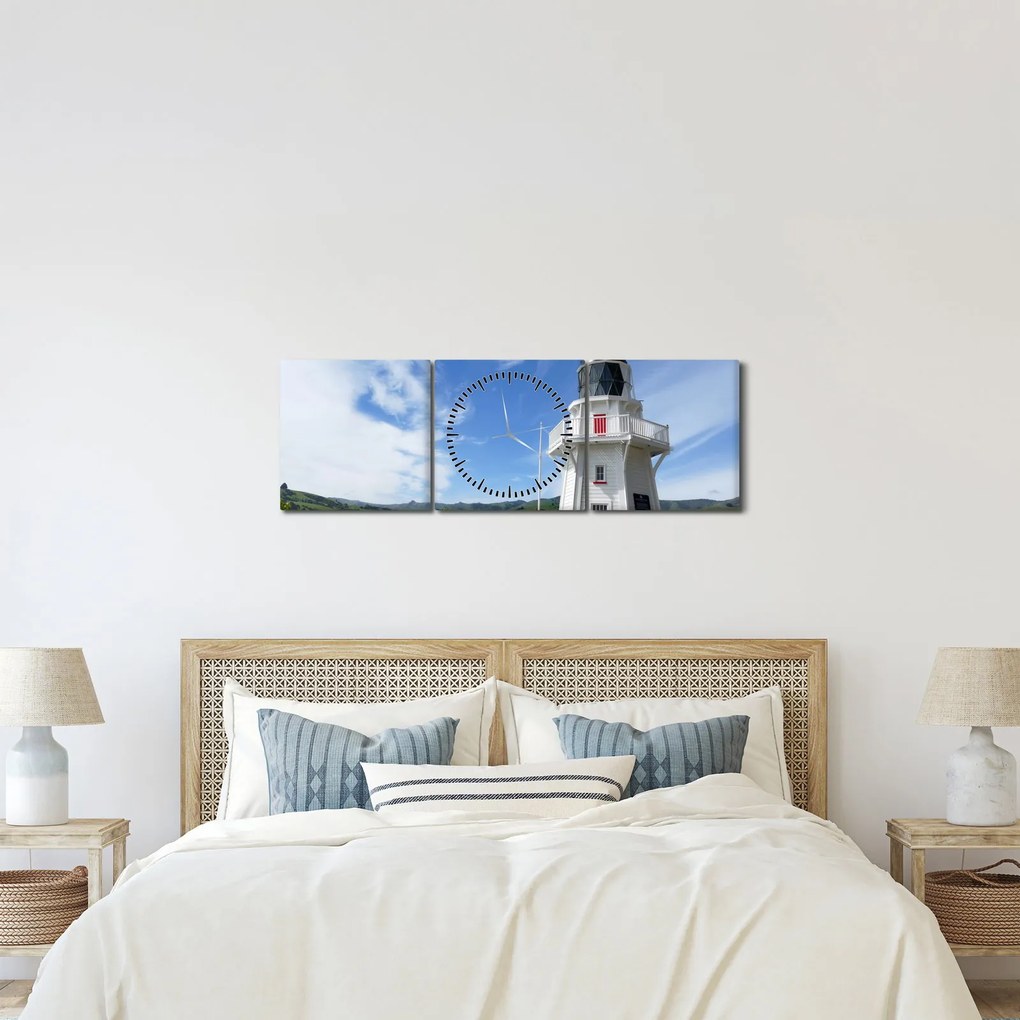 Az Akaroa világítótorony képe, Új-Zéland (órával) (90x30 cm)