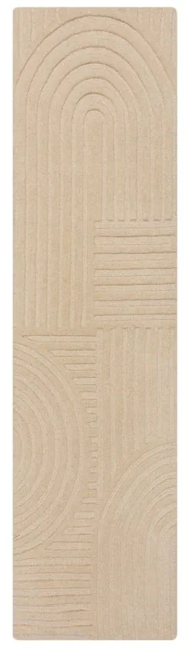 Bézs gyapjú futószőnyeg 60x230 cm Zen Garden - Flair Rugs