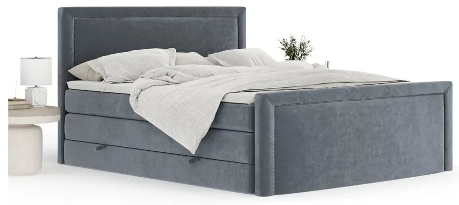 Sötétszürke ágyneműtartós boxspring ágy 180x200 cm Lavenda – Maison de Rêve