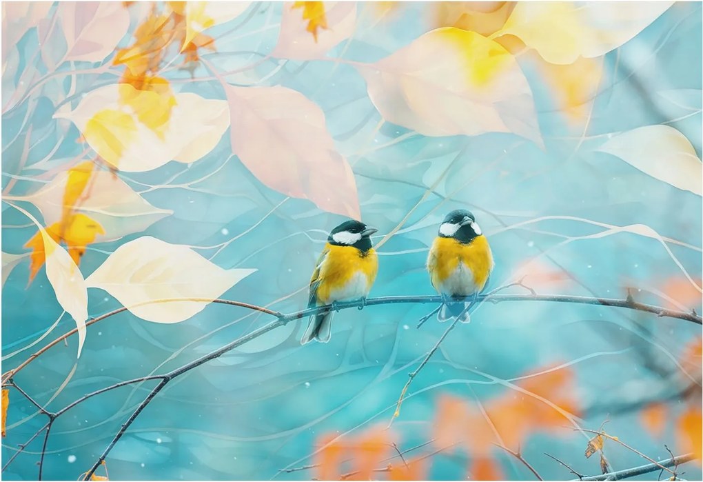 Dekoratív Fotótapéta Furnér Flizelin Tavaszi madarak 152x104 Ragasztó