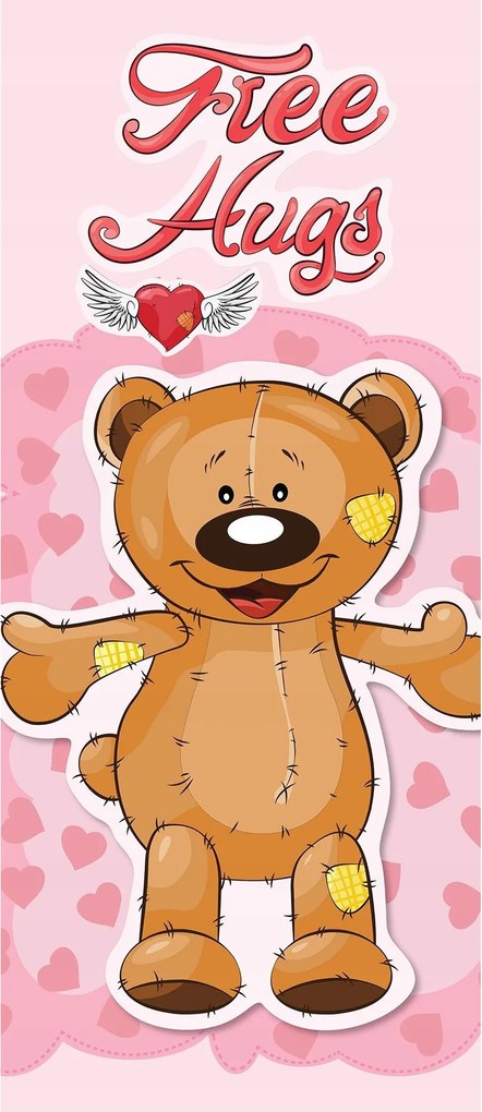 Fotótapéta flizelina maci szívvel Free Hugs gyerekszobába 91x211 +ragasztó