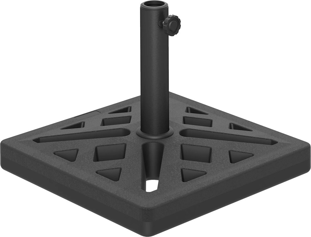 Outsunny Négyzetes Napernyő Talapzat 15 kg, Beton Napernyő Állvány, Napernyő Talapzat Ø 32, 38, 48 mm Oszlophoz, Perforált Dizájn, Teraszi Napernyő Ál