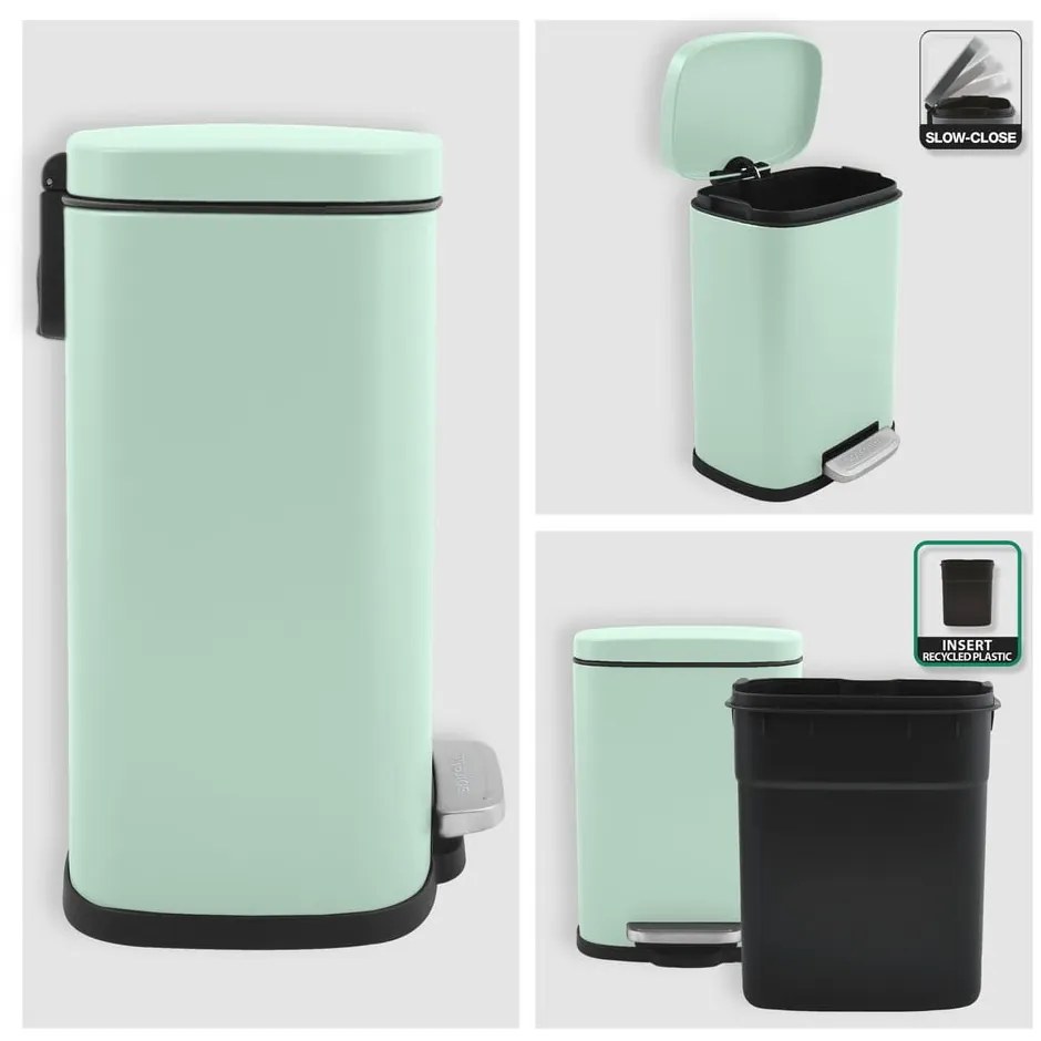 Mentazöld acél pedálos szemetes 5 l Akira – Spirella