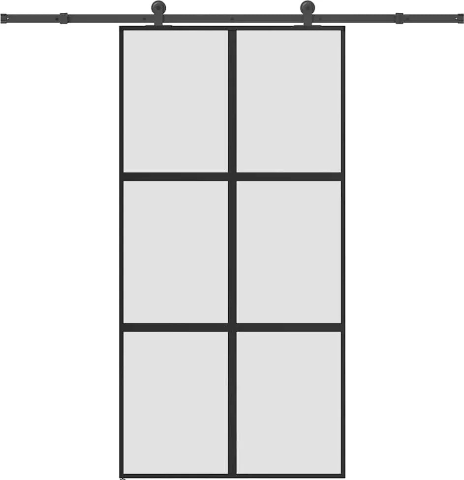 vidaXL tolóajtó vasalatokkal 102,5x205 cm edzett üveg&Alumínium