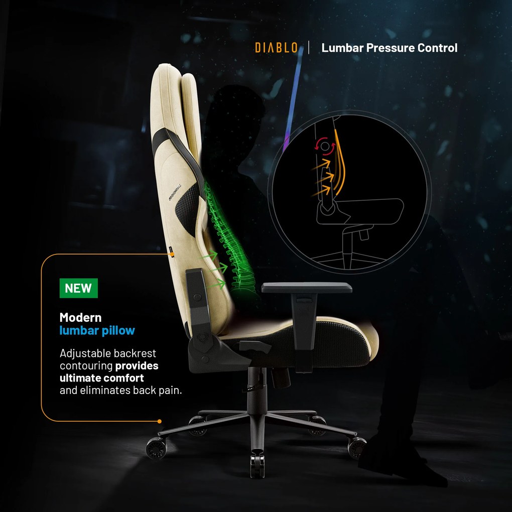 Gamer szék Normal Size, arany-fekete: Diablo X-One Prime Broken Gold
