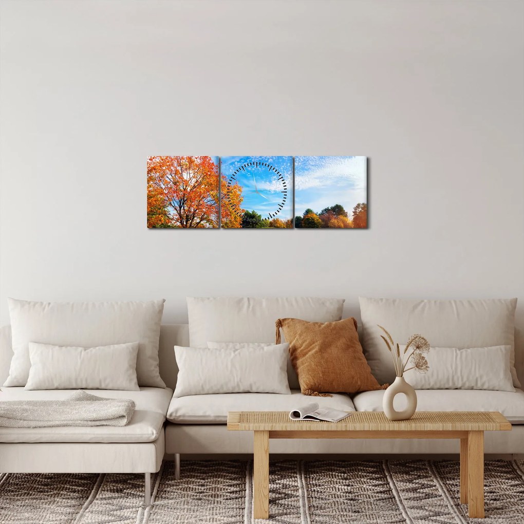 Kép - Őszi táj (órával) (90x30 cm)