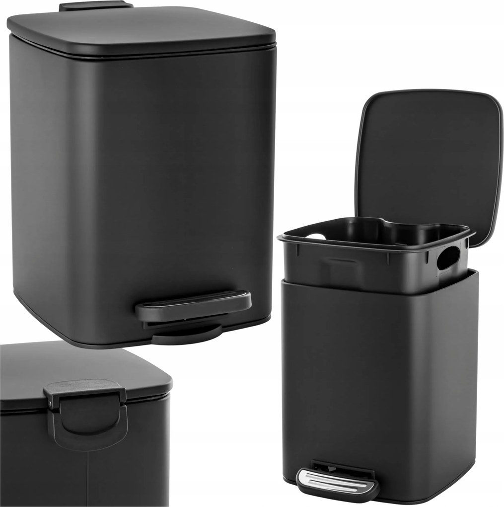 Szemeteskosár 6L Fürdőszoba WC-hez Fürdőszoba Fekete Pedálos Loft