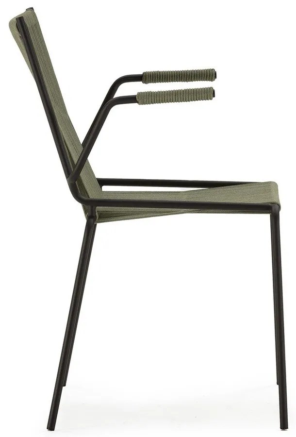Zöld fém karfás-rakásolható étkezőszék szett 2 db-os Emily – Marckeric