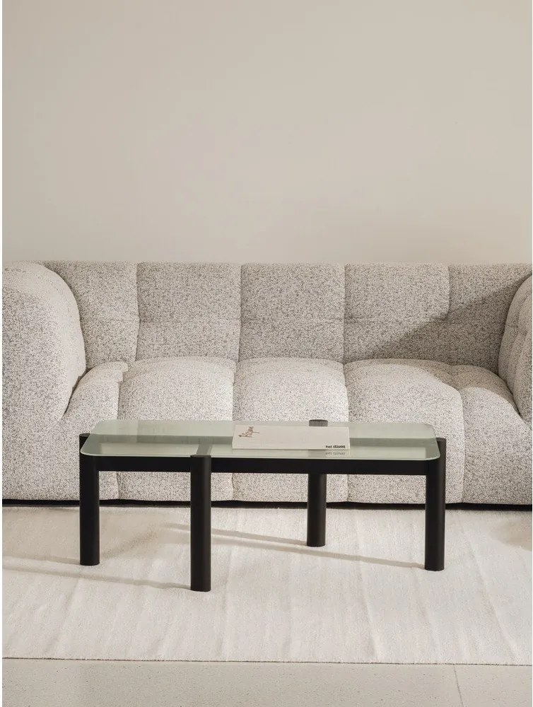 Fekete dohányzóasztal üveg asztallappal 55x105 cm Kob – noo.ma