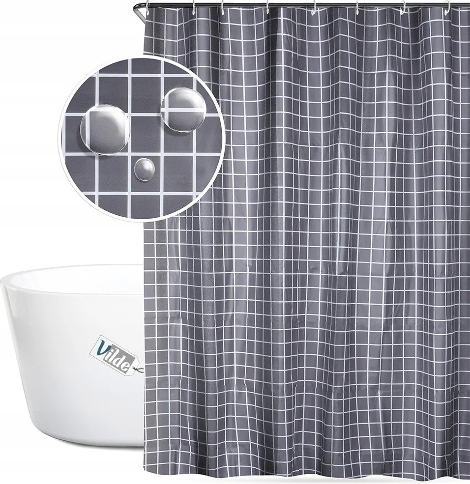 Fürdőszobai zuhanyfüggöny kádhoz akasztós 180x180 cm