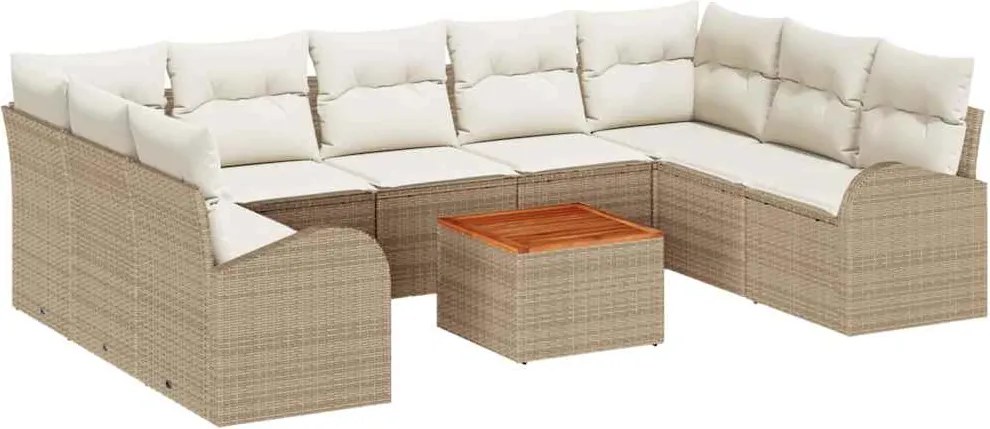 vidaXL Kerti Kanapé Szett párnával 10 pcs Bézs polirattan