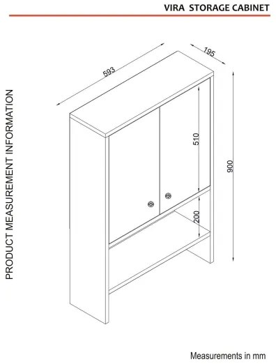 Fürdőszobai fali szekrény VIRA 90x59 cm fehér