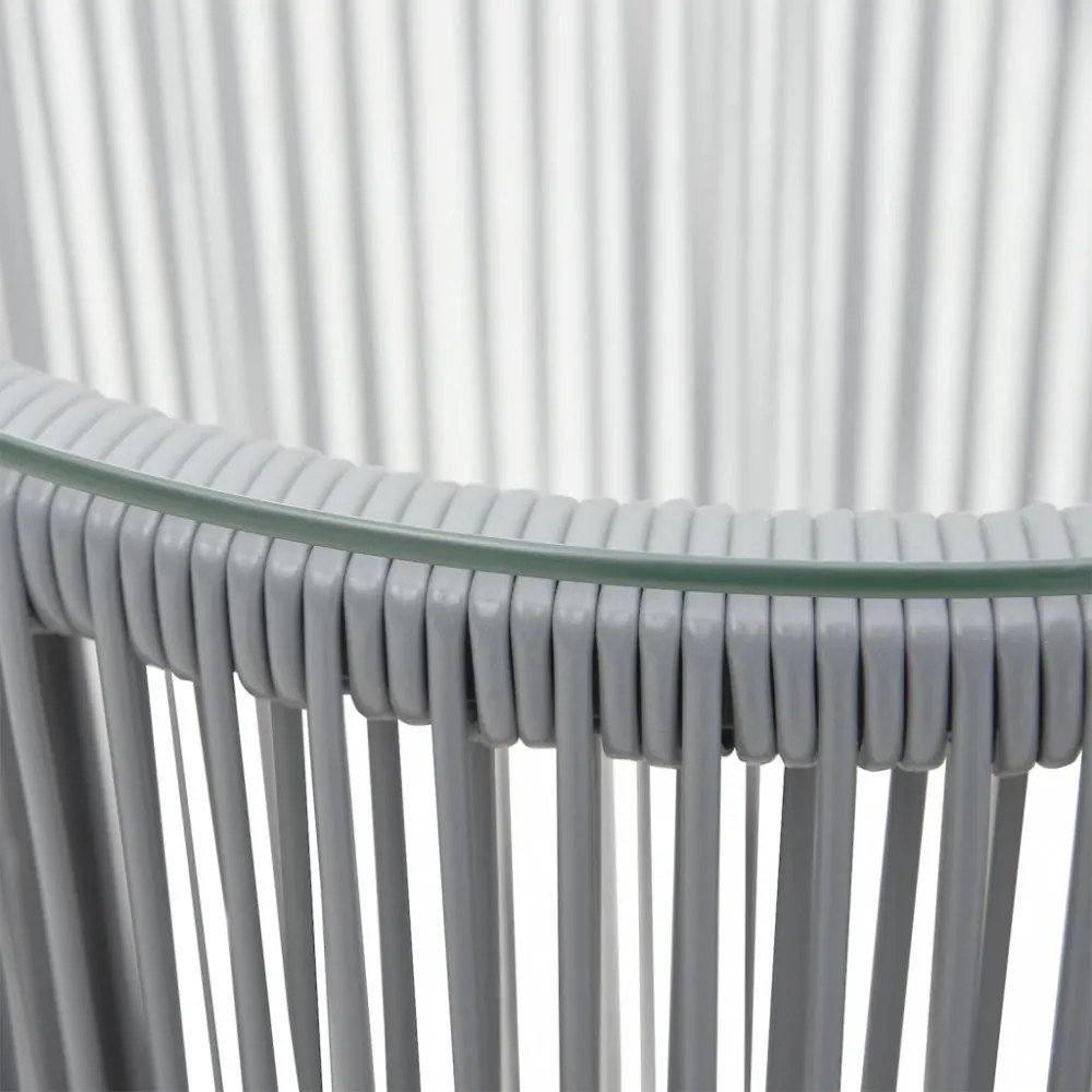 3 darabos szürke PE rattan bisztrószett párnával