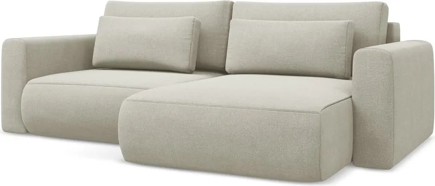 Bézs kinyitható-tárolóhelyes sarokkanapé (jobb oldali-heverő résszel) Kapua – Makamii