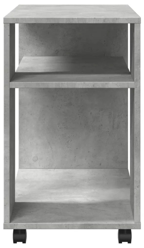 betonszürke szerelt fa kisasztal kerekekkel 70 x 35 x 60 cm