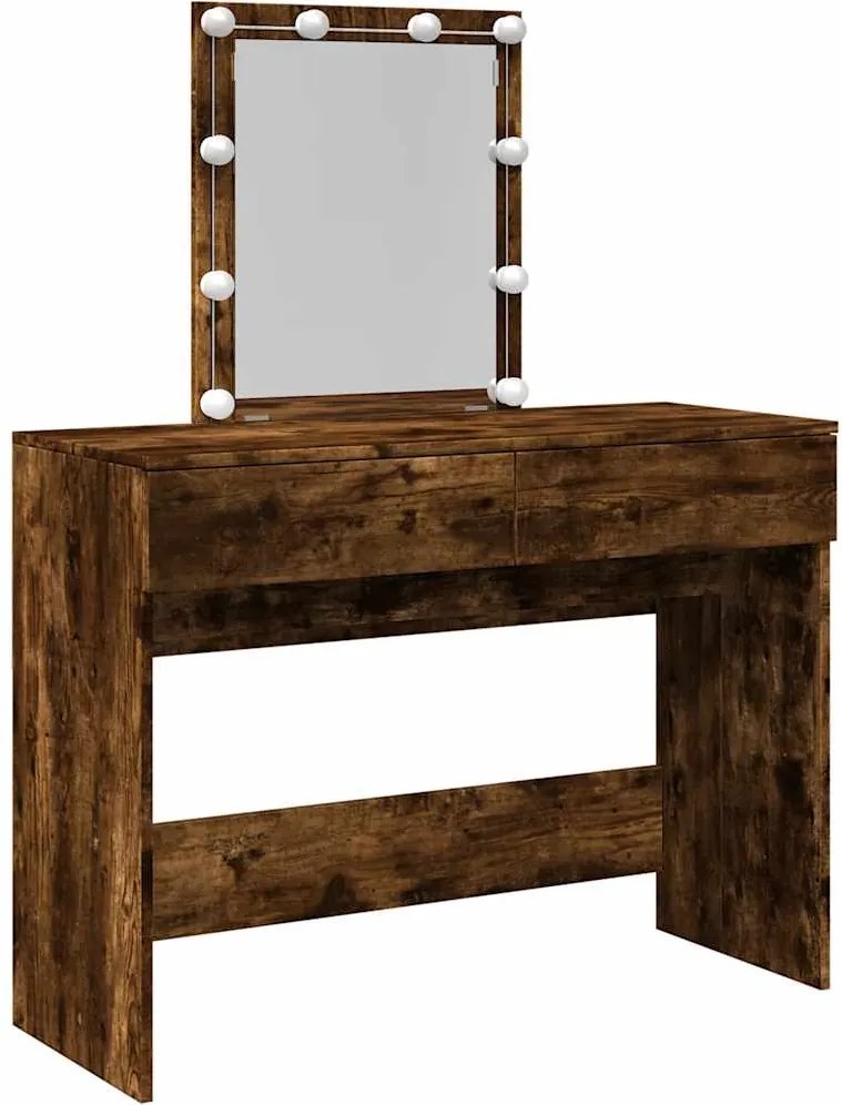vidaXL füstös tölgy színű fésülködőasztal LED-del 100 x 40 x 130 cm