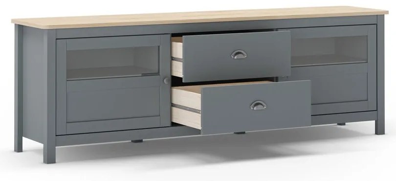 Szürkészöld borovi fenyő TV-állvány 180x59x40 cm Misti – Marckeric