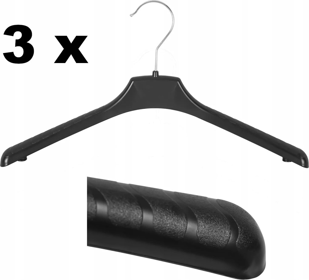 3 x Ruhaakasztó Fekete univerzális 38cm