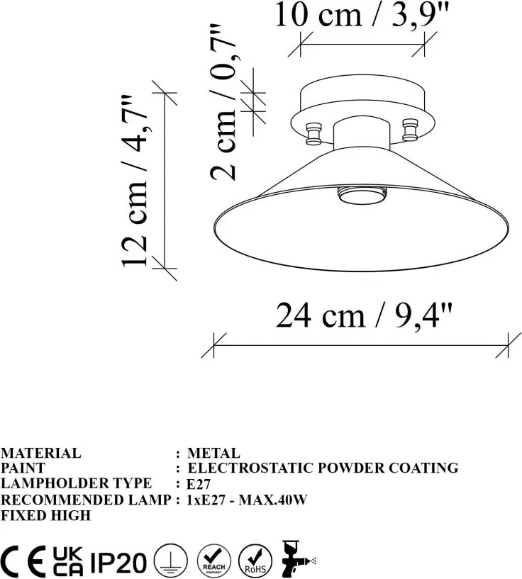 Koniksivama N-662 mentazöld fém függőlámpa, Ø24 cm