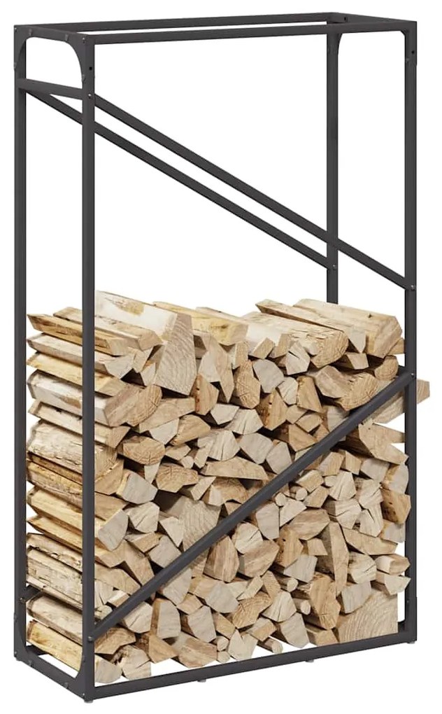 fekete hidegen hengerelt acél tűzifatároló 60x25x100 cm