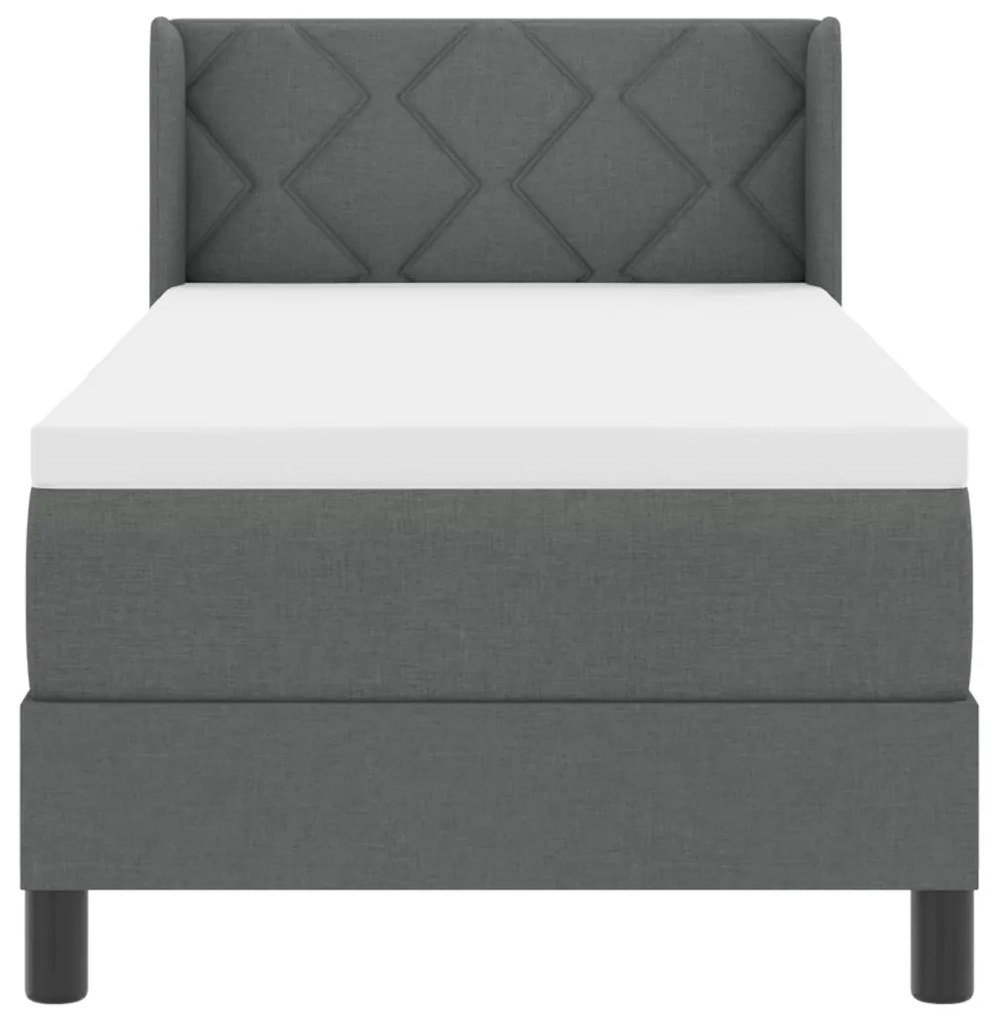 Boxspring Ágy Matraccal – Sötétszürke, 80 x 200 cm Szövet