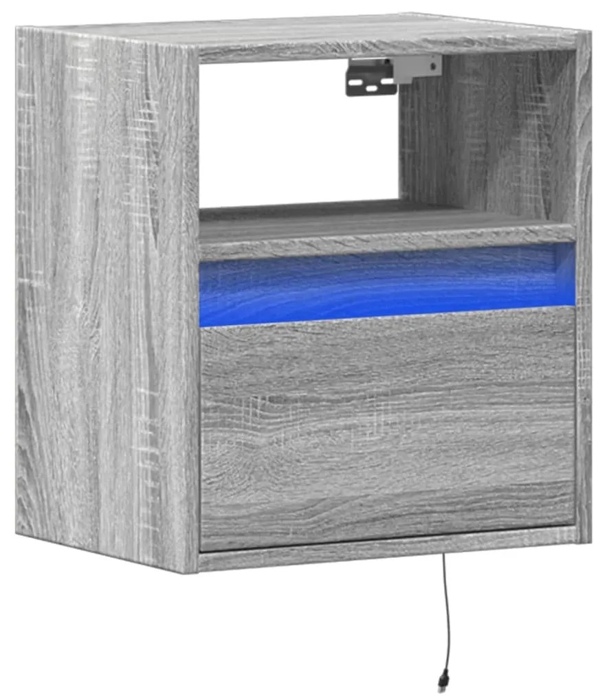 szürke sonoma színű fali TV-szekrény LED-del 41 x 31 x 45 cm