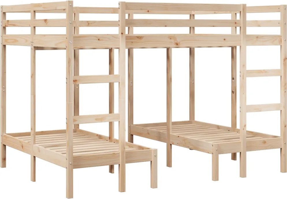 vidaXL tömör fenyőfa tripla emeletes ágykeret 140x200/70x140 cm