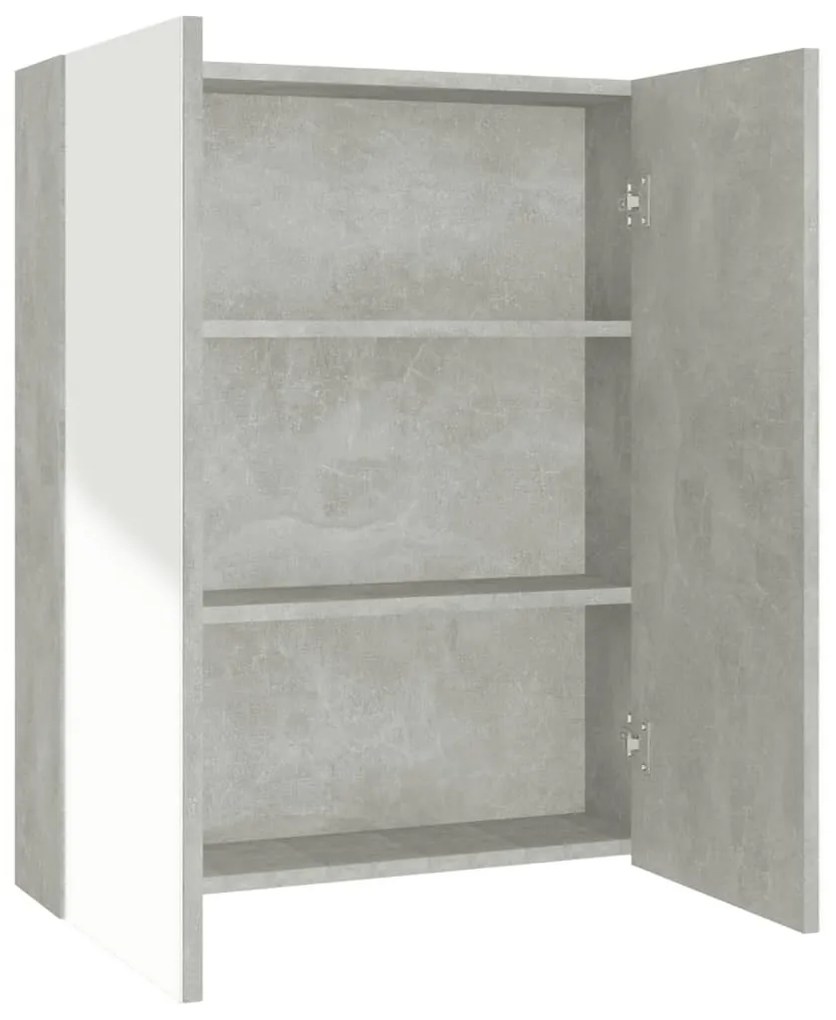 betonszürke MDF tükrös fürdőszobaszekrény 60 x 15 x 75 cm