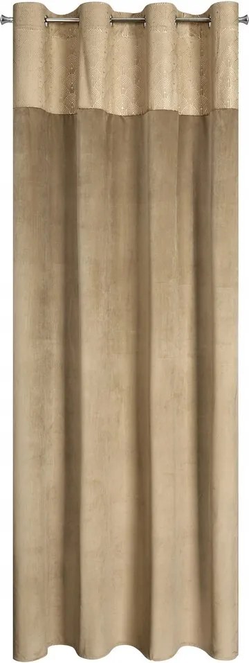 Bársony függöny 140X250 bézs, dekoratív gurulós övvel