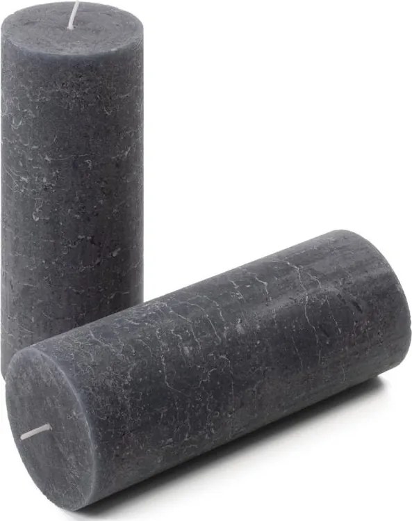 Rusztikus gyertyakészlet 20 cm Ø 7,5 cm 4 db antracit