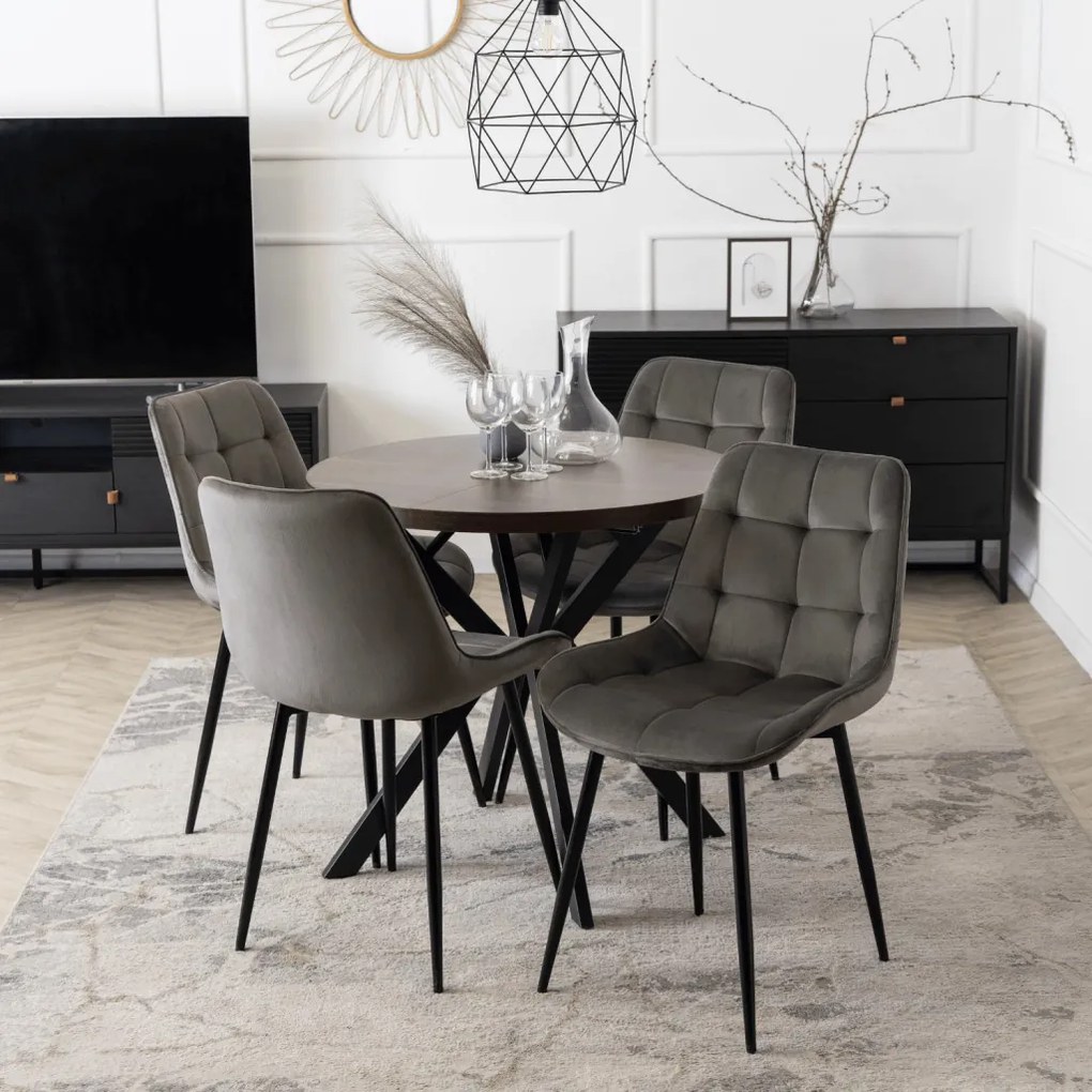 Bővíthető Étkezőasztal Dió/Fekete Színben. DORIAN 80-160 cm