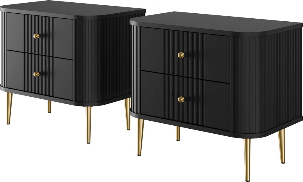 Vesper éjjeliszekrény készlet 56 cm - fekete / arany lábak