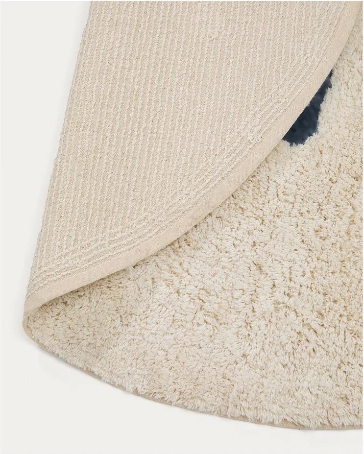 Elefántcsont színű mosható-kézi szövésű pamut gyerek szőnyeg ø100 cm Tandani – Kave Home