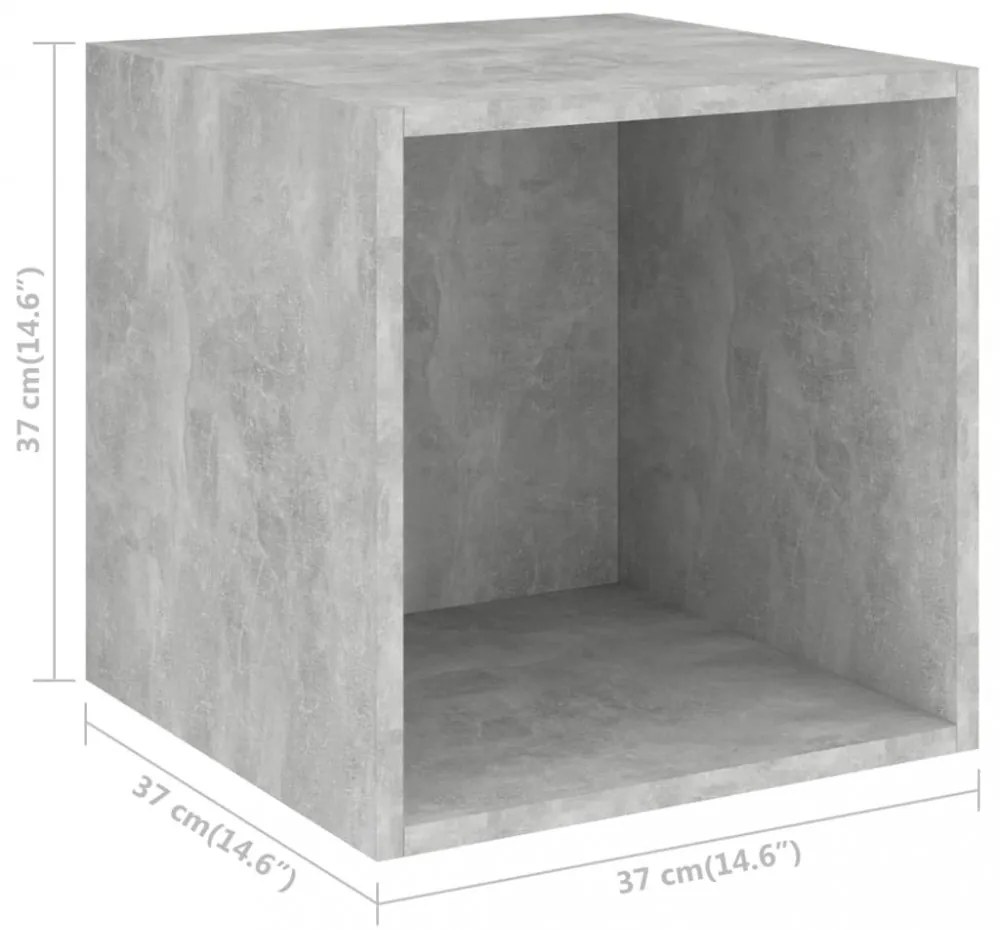 2 db betonszürke szerelt fa fali szekrény 37 x 37 x 37 cm