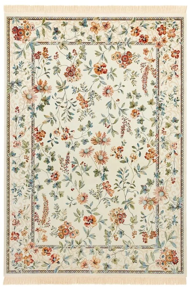 Krémszínű viszkóz szőnyeg 135x195 cm Oriental Flowers – Nouristan